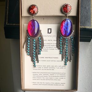 Dannijo glass &Swarovski fringe earrings